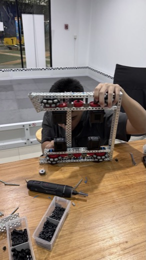 Close-up robotics building activity